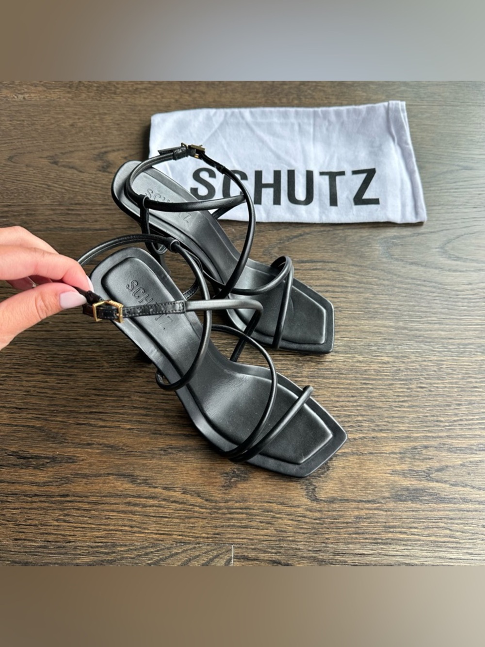 Schutz Lovi Leather Strappy Sandal Heels - Size 9.5